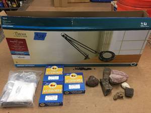 lot 28 image: Magnifier lamp and rock tumbling supplies
