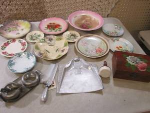 Misc Vintage Plates, Pewter Sugar a...