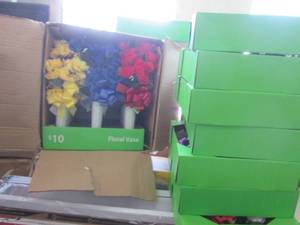 Lot of Fake Flower Wreaths and Vase...