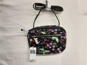 New Vera Bradley Iconic RFID Little Cross Body Winter Berry Pattern