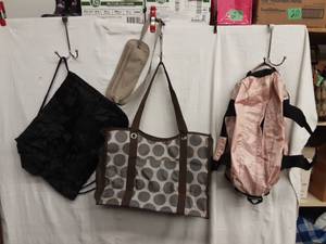 Thirty One Tote Bag, Thirty One Ruffle Back Sack, Money Belt, Pink Duffel