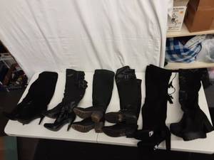 6 Pair Size 5 12-6 (Some New With Tags), Black Knee High Boots