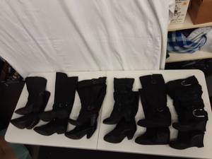 6 Pair Size 6 Below Knee Black Boots
