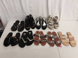 9 Pair Of Sandals & Flip Flops Size 6 (Some New With Tags)