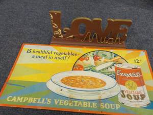 lot 29 image: Vintage Campbells Metal Sign 18 x ...