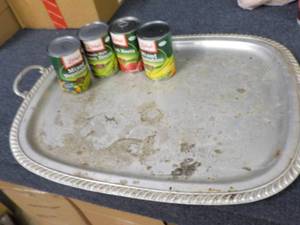 lot 155 image: 26 x 18 Silver Tray needs cleaning...