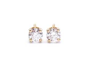 High-Grade .56 Carat Diamond Estate Stud Screwback Earrings in 14k Yellow Gold