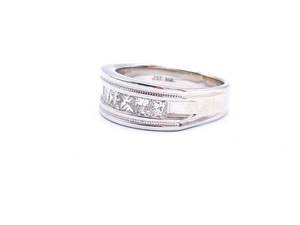 Gents 1 CT Channel Set Diamond Milgrain Estate Ring in 14k White Gold