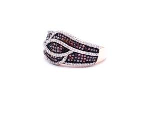 Ladies White and Chocolate Diamond Estate Ring in Yellow Gold