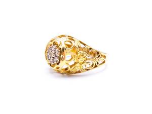 Gents Vintage Diamond Edwardian Estate Ring in Yellow Gold