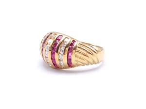 Ladies Natural Ruby and Diamond Dinner Ring in 14k Yellow Gold
