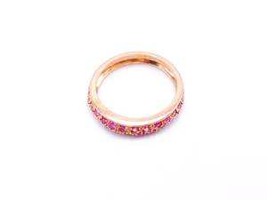 Gorgeous Strawberry Style Pink Sapphire and Diamond Estate Band in 14k Gold