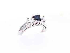 Ladies Black & White Diamond Estate Ring in 14k White Gold
