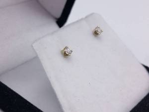 Diamond Stud Estate Earrings in 14k Yellow Gold