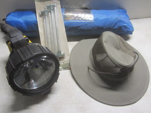 Camping Tent, Hat, Flashlight