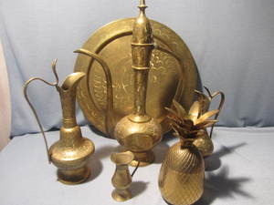 Brass Tray, Ewers, Pineapple