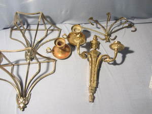 Brass  Glass Shelves, Sconce