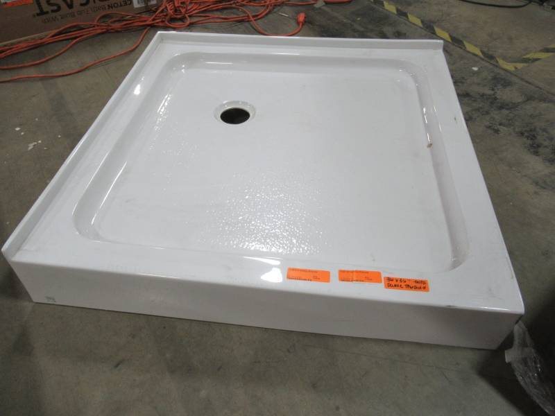 lot 208 image: Delta Corner 36 X 36 X 5 12 Shower Pan. in White.