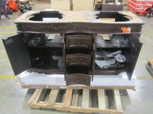 lot 30 image: OVE Decors Buckingham 60-in Dark Cherry Double Sink Bathroom Vanity 15VVA-BUCK60-622AF