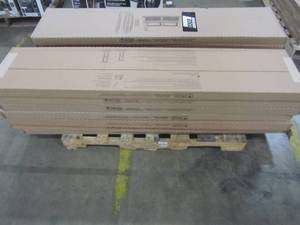 lot 133 image: Entire Pallet - Builders Edge 15 in. x 67 in. Raised Panel Vinyl Exterior Shutters Pair in #002 Black 030140067002