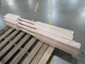 lot 201 image: 6 Unfinished Interior Stairway Posts. Measure 5 X 3 X 3.