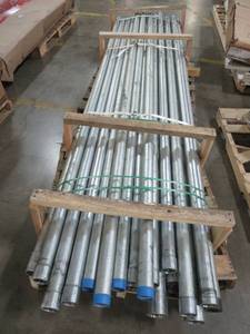 lot 205 image: Pallet of 10 Miscellaneous Metal Conduit. Mix of External and Internal Threading. Some Piping Include Caps.