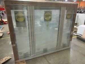 lot 257 image: Pella Custom White Vinyl Unequal 3 Working Casement Window. Approximately 75 X 59 T X 4 916.