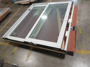 lot 258 image: Pella Vinyl, Full Lite Patio Sliding Door, Slides Left (May be Reversible) Approximately 71 18 X 79 12 T X 4 916 Wall. - Slight Scratches