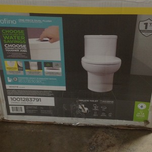 American Standard Tofino Complete 1-Piece 1.1 GPF Dual Flush Elongated Toilet in White with Slow Close Seat in good conditions