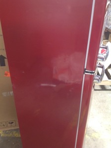 Galanz 7.6 cu.ft. Retro Mini Refrigerator with Dual Door and True Freezer in Red in working conditions