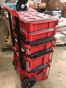 Milwaukee 22 in. PACKOUT Modular Tool Box Storage System plus Milwaukee PACKOUT 11-Compartment Small Parts Organizer and 2 Milwaukee PACKOUT 5-Compartments Small Parts Organizer