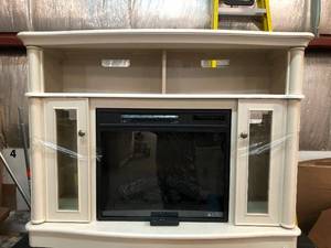 Home Decorators Tolleson 48 in. TV Stand Infrared Bow Front Electric Fireplace in Antique White