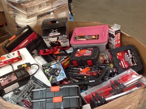 Gaylord full of assorted hardware, tools, door hardware and more