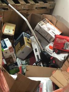 Gaylord with assorted tools,Plumbing,Lights and more retail Aprox $2500