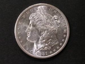 lot 11 image: 1881 S MS Morgan Silver Dollar...