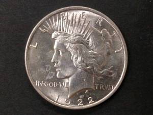 lot 56 image: 1922 Peace Silver Dollar...