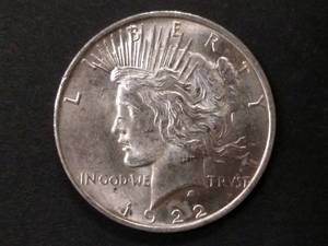 lot 58 image: 1922 Peace Silver Dollar...
