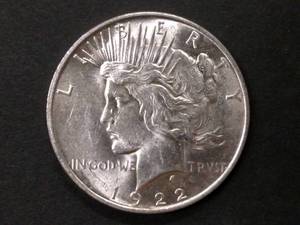 lot 59 image: 1922 Peace Silver Dollar...