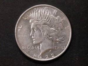 lot 64 image: 1922 D Peace Silver Dollar...