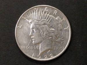 lot 63 image: 1922 D Peace Silver Dollar...