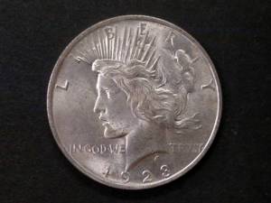 lot 67 image: 1923 AU Peace Silver Dollar...