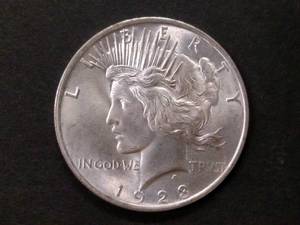 lot 68 image: 1923 AU Peace Silver Dollar...