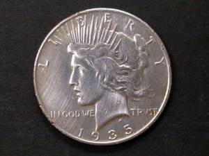 lot 93 image: 1935 Peace Silver Dollar...