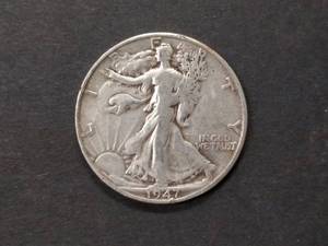 lot 100 image: 1947 D Walking Liberty Silver Half ...