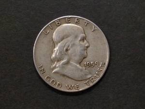 lot 102 image: 1959 D Franklin Silver Half Dollar...