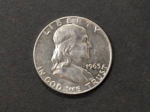 lot 105 image: 1963 D Franklin Silver Half Dollar...