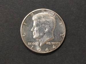 lot 109 image: 1964 AU Kennedy Silver Half Dollar...
