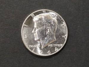 lot 111 image: 1964 D AU Kennedy Silver Half Dolla...