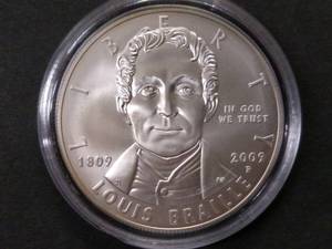 lot 115 image: 2009 Uncirculated Louis Braille Com...