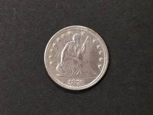 lot 117 image: 1876 Seated Liberty Silver Quarter...